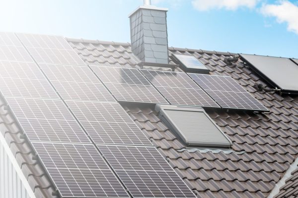 House roof with solar panel system